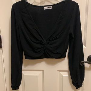 Urban Outfitters Black Front Cinch Midriff Top Size S